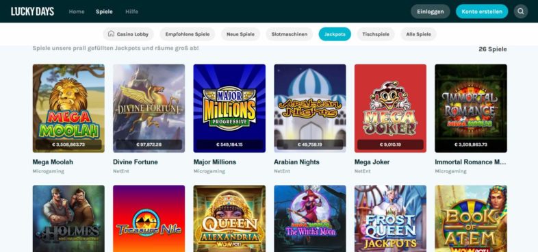 Lucky Days Casino Jackpot Spiele